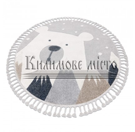 Детский ковер YOYO EY81 circle grey / white- Bear, mountains  - высокое качество по лучшей цене в Украине.