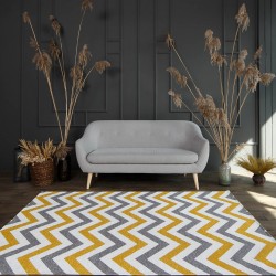 Синтетичний килим ALMINA 131700 grey/yellow  - Висока якість за найкращою ціною в Україні