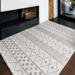 Безворсовий килим AGRA EN76A white/beige  - Висока якість за найкращою ціною в Україні