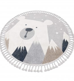 Детский ковер YOYO EY81 circle grey / white- Bear, mountains 