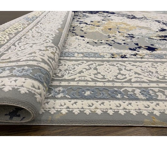 Акриловий килим ARLES AS19C GREY-L-BLUE - Висока якість за найкращою ціною в Україні зображення 3.