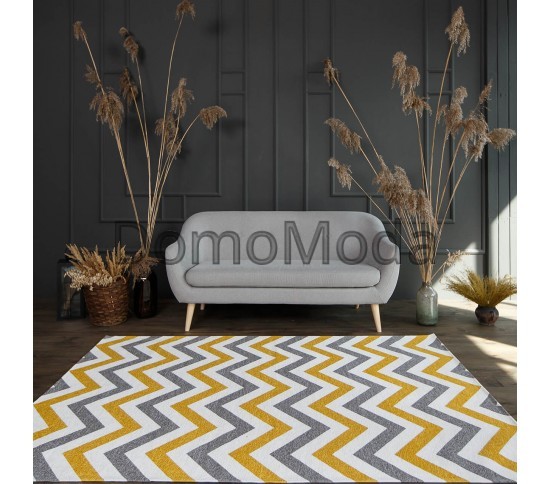 Синтетичний килим ALMINA 131700 grey/yellow - Висока якість за найкращою ціною в Україні