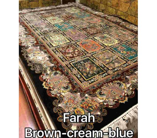 Иранский ковер Diba Carpet farah brown cream-blue Купить в интернет магазине ДомоМода Иранский ковер Diba Carpet farah brown cream-blue - высокое качество по лучшей цене в Украине