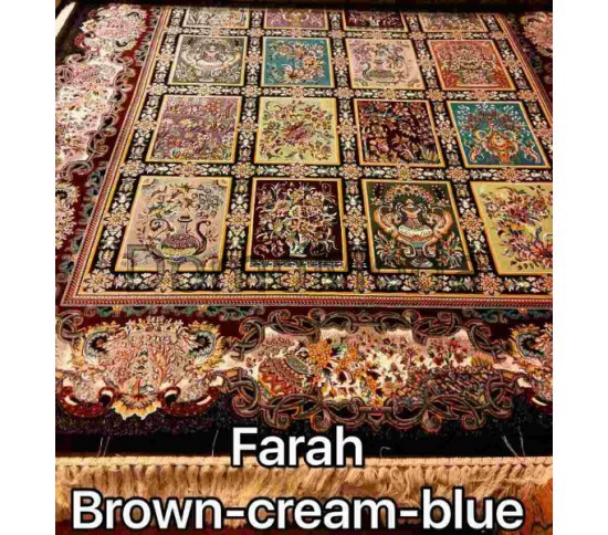 Иранский ковер Diba Carpet farah brown cream-blue Купить в интернет магазине ДомоМода фото 2 Иранский ковер Diba Carpet farah brown cream-blue - высокое качество по лучшей цене в Украине изображение 2.