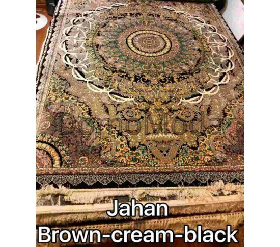 Иранский ковер Diba Carpet Jahan brown-cream-black Купить в интернет магазине ДомоМода Иранский ковер Diba Carpet Jahan brown-cream-black - высокое качество по лучшей цене в Украине