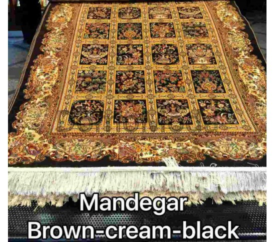 Иранский ковер Diba Carpet Mandegar brown-cream-black Купить в интернет магазине ДомоМода Иранский ковер Diba Carpet Mandegar brown-cream-black - высокое качество по лучшей цене в Украине