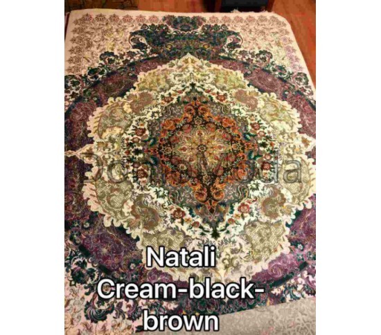 Иранский ковер Diba Carpet Natali cream-black-brown Купить в интернет магазине ДомоМода Иранский ковер Diba Carpet Natali cream-black-brown - высокое качество по лучшей цене в Украине