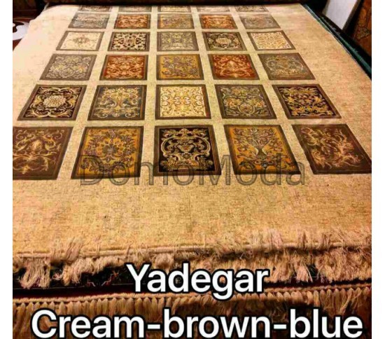 Иранский ковер Diba Carpet Yadegar cream-brown-blue Купить в интернет магазине ДомоМода Иранский ковер Diba Carpet Yadegar cream-brown-blue - высокое качество по лучшей цене в Украине