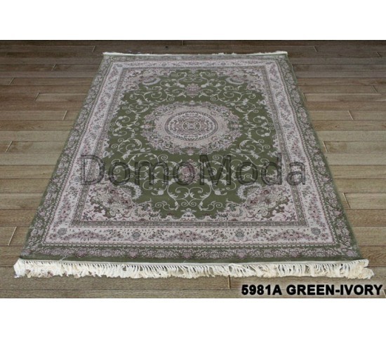 Высокоплотный ковер Erguvan 5981A green-ivory - высокое качество по лучшей цене в Украине