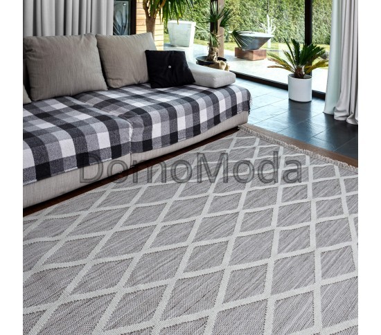 Безворсовый ковер AGRA ER21B white/l.grey Купить в интернет магазине ДомоМода фото 3 Безворсовый ковер AGRA ER21B white/l.grey - высокое качество по лучшей цене в Украине изображение 3.