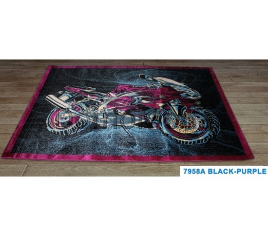Детский ковер Super Elmas 7958A black-purple - высокое качество по лучшей цене в Украине изображение 2.