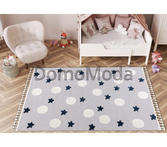 Детский ковер YOYO GD75 grey / white - Stars, circles Купить в интернет магазине ДомоМода фото 2 Детский ковер YOYO GD75 grey / white - Stars, circles - высокое качество по лучшей цене в Украине изображение 2.