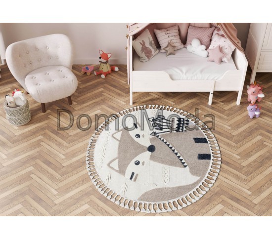 Дитячий килим YOYO EY80 circle white / beige - Fox Купити в інтернет магазині ДомоМода фото 2 Дитячий килим YOYO EY80 circle white / beige - Fox - Висока якість за найкращою ціною в Україні зображення 2.