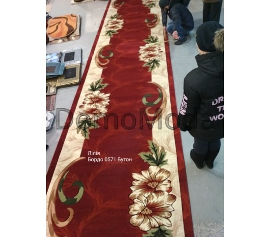 Синтетическая ковровая дорожка Liliya 0571 бордо - высокое качество по лучшей цене в Украине