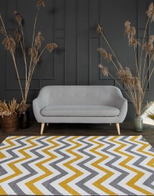 Синтетичний килим ALMINA 131700 grey/yellow - высокое качество по лучшей цене в Украине.