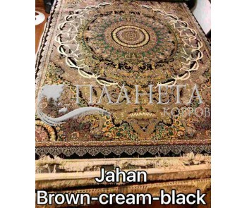 Иранский ковер Diba Carpet Jahan brown-cream-black - высокое качество по лучшей цене в Украине
