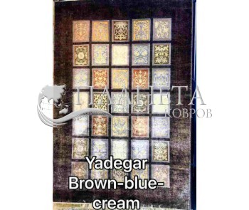 Иранский ковер Diba Carpet Yadegar brown-blue-cream - высокое качество по лучшей цене в Украине