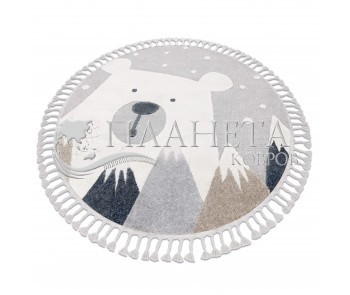 Детский ковер YOYO EY81 circle grey / white- Bear, mountains  - высокое качество по лучшей цене в Украине