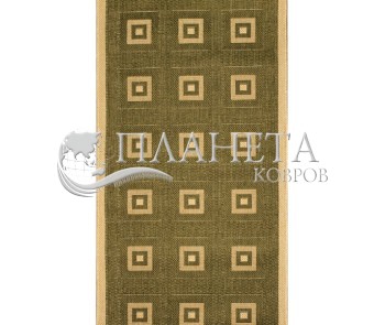 Безворсовая ковровая дорожка Sisal 012 green-cream - высокое качество по лучшей цене в Украине