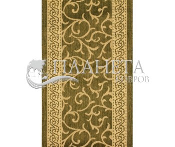 Безворсовая ковровая дорожка Sisal 014 green-cream - высокое качество по лучшей цене в Украине