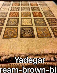 Иранский ковер Diba Carpet Yadegar cream-brown-blue - высокое качество по лучшей цене в Украине.