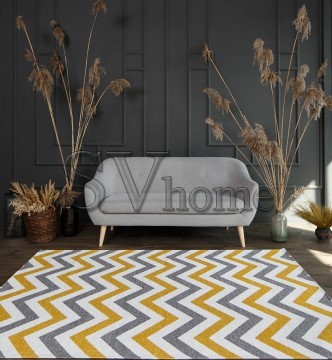 Синтетичний килим ALMINA 131700 grey/yellow - высокое качество по лучшей цене в Украине.